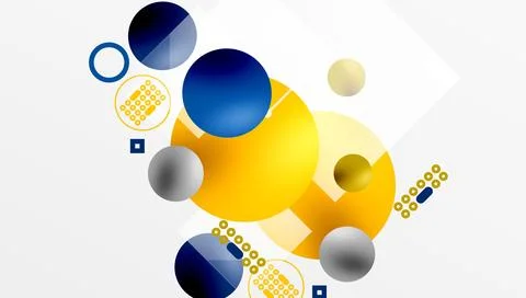 Minimalistic abstract vector design, layered geometric shapes circles, squares 스톡 일러스트