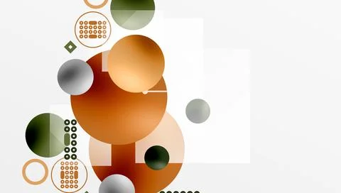 Minimalistic abstract vector design, layered geometric shapes circles, squares Illustrazione stock