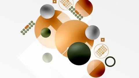 Minimalistic abstract vector design, layered geometric shapes circles, squares 스톡 일러스트