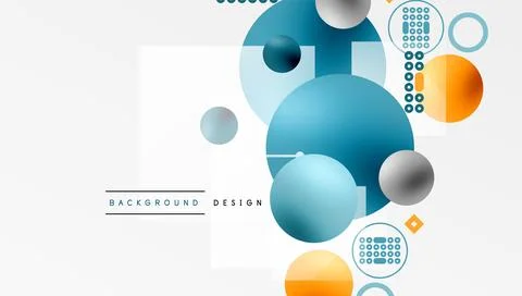 Minimalistic abstract vector design, layered geometric shapes circles, squares Illustrazione stock