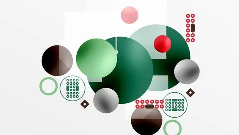 Minimalistic abstract vector design, layered geometric shapes circles, squares Stock Illustration