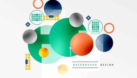 Minimalistic abstract vector design, layered geometric shapes circles, squares Illustrazione stock