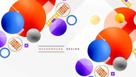 Minimalistic abstract vector design, layered geometric shapes circles, squares Stock Illustration