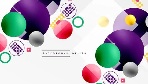 Minimalistic abstract vector design, layered geometric shapes circles, squares Stock Illustration