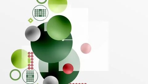 Minimalistic abstract vector design, layered geometric shapes circles, squares Stock Illustration