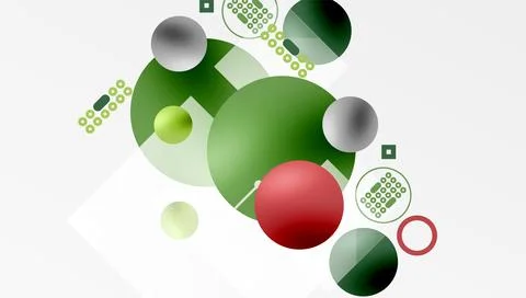 Minimalistic abstract vector design, layered geometric shapes circles, squares Stock Illustration