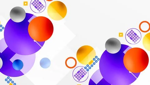Minimalistic abstract vector design, layered geometric shapes circles, squares Stock Illustration