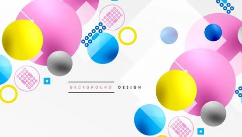Minimalistic abstract vector design, layered geometric shapes circles, squares 스톡 일러스트