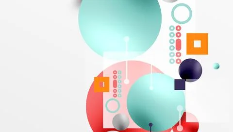 Minimalistic abstract vector design, layered geometric shapes circles, squa.. Stock Illustration