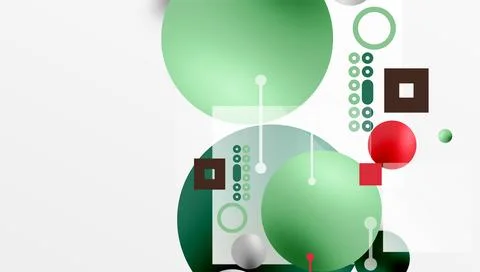 Minimalistic abstract vector design, layered geometric shapes circles, squa.. Stock Illustration