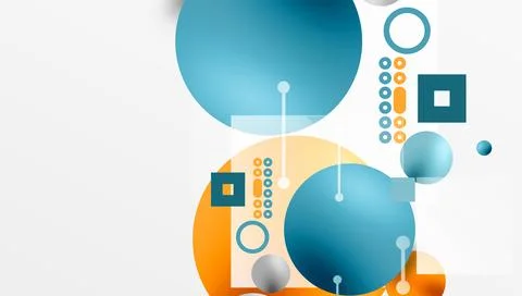 Minimalistic abstract vector design, layered geometric shapes circles, squa.. 스톡 일러스트