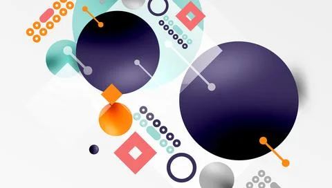 Minimalistic abstract vector design, layered geometric shapes circles, squa.. Stock Illustration