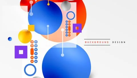 Minimalistic abstract vector design, layered geometric shapes circles, squa.. Stock Illustration
