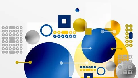 Minimalistic abstract vector design, layered geometric shapes circles, squa.. Stock Illustration
