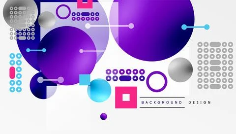 Minimalistic abstract vector design, layered geometric shapes circles, squa.. Stock Illustration