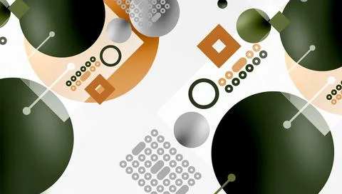 Minimalistic abstract vector design, layered geometric shapes circles, squa.. Stock Illustration