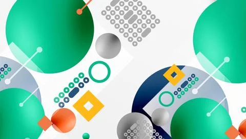 Minimalistic abstract vector design, layered geometric shapes circles, squa.. Stock Illustration