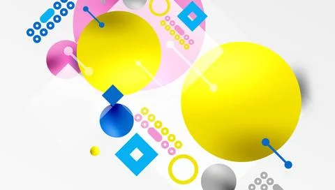 Minimalistic abstract vector design, layered geometric shapes circles, squa.. Stock Illustration