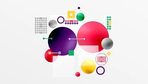 Minimalistic abstract vector design, layered geometric shapes circles, squa.. Stock Illustration