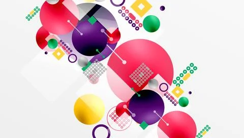 Minimalistic abstract vector design, layered geometric shapes circles, squa.. Stock Illustration