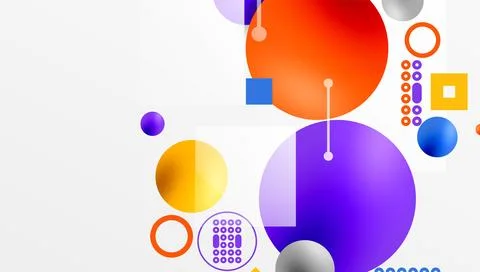 Minimalistic abstract vector design, layered geometric shapes circles, squa.. Illustrazione stock