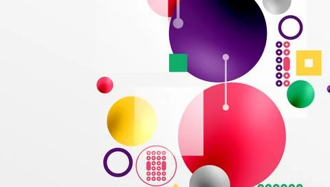 Minimalistic abstract vector design, layered geometric shapes circles, squa.. Stock Illustration