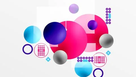 Minimalistic abstract vector design, layered geometric shapes circles, squa.. Stock Illustration
