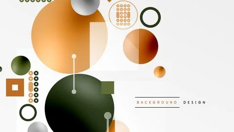 Minimalistic abstract vector design, layered geometric shapes circles, squa.. Stock Illustration