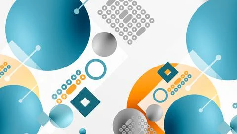 Minimalistic abstract vector design, layered geometric shapes circles, squares Illustrazione stock