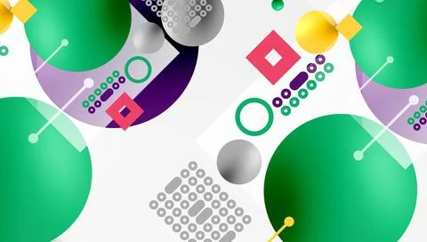 Minimalistic abstract vector design, layered geometric shapes circles, squares Stock Illustration
