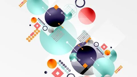 Minimalistic abstract vector design, layered geometric shapes circles, squares イラスト素材