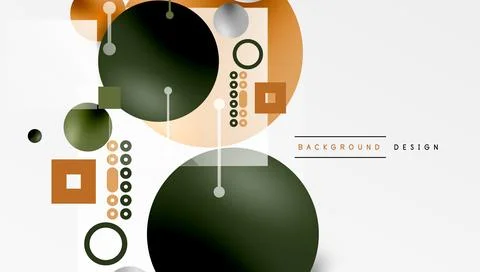 Minimalistic abstract vector design, layered geometric shapes circles, squa.. Stock Illustration