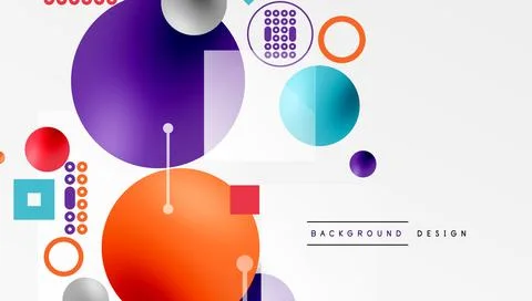 Minimalistic abstract vector design, layered geometric shapes circles, squa.. Illustrazione stock