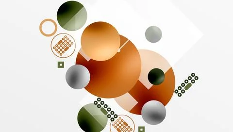 Minimalistic abstract vector design, layered geometric shapes circles, squares, Stock Illustration