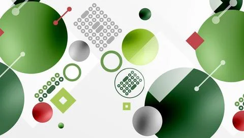 Minimalistic abstract vector design, layered geometric shapes circles, squares, Illustrazione stock