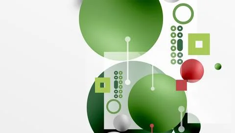 Minimalistic abstract vector design, layered geometric shapes circles, squares, 库存插图