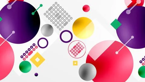Minimalistic abstract vector design, layered geometric shapes circles, squares, Illustrazione stock