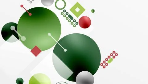 Minimalistic abstract vector design, layered geometric shapes circles, squares, Illustrazione stock