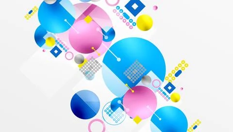 Minimalistic abstract vector design, layered geometric shapes circles, squares, 스톡 일러스트