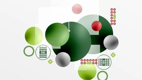 Minimalistic abstract vector design, layered geometric shapes circles, squares, Illustrazione stock