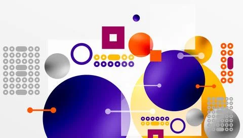 Minimalistic abstract vector design, layered geometric shapes circles, squares, 스톡 일러스트