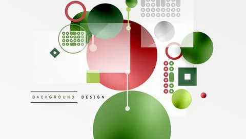 Minimalistic abstract vector design, layered geometric shapes circles, squares, Stock Illustration