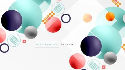 Minimalistic abstract vector design, layered geometric shapes circles, squares, Stock Illustration