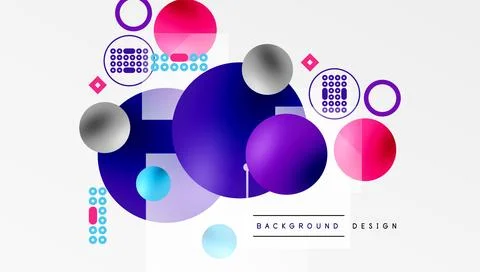 Minimalistic abstract vector design, layered geometric shapes circles, square Stock Illustration