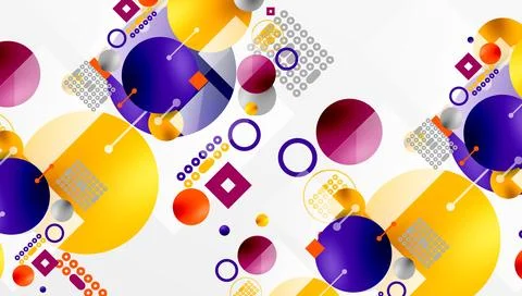 Minimalistic abstract vector design, layered geometric shapes circles, squares, 스톡 일러스트