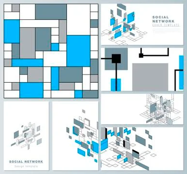 The minimalistic abstract vector illustration layouts of modern social network Stock Illustration