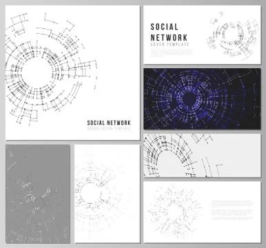 The minimalistic abstract vector layouts of modern social network mockups in  Stock Illustration