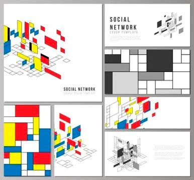 The minimalistic abstract vector layouts of modern social network mockups in Illustrazione stock