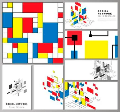 The minimalistic abstract vector layouts of modern social network mockups in Illustrazione stock