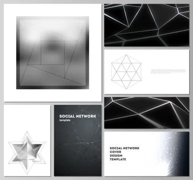 The minimalistic abstract vector layouts of modern social network mockups in Illustrazione stock